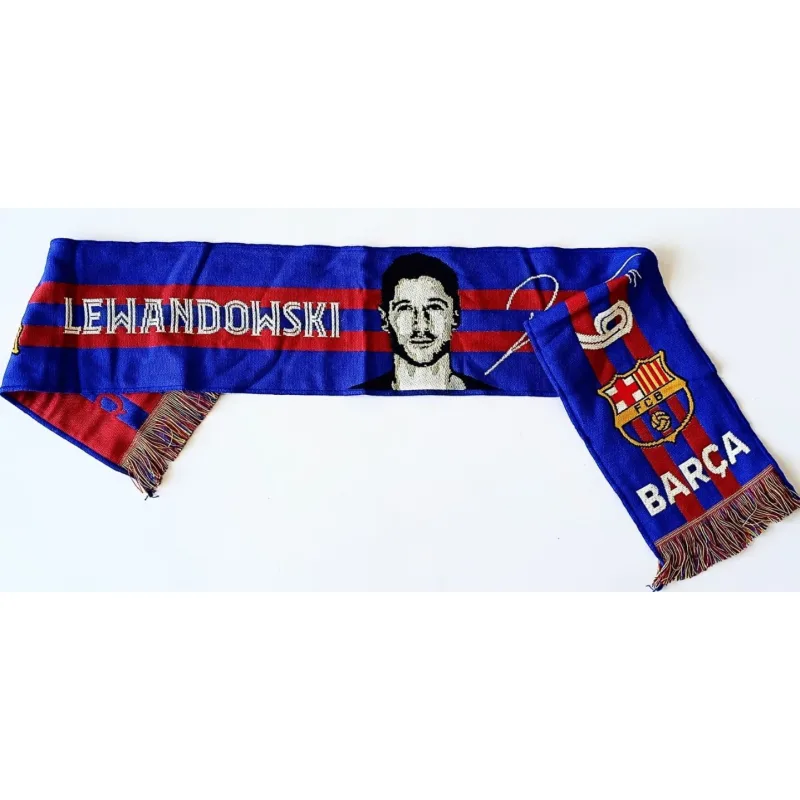 FC Barcelona Robert Lewandowski pletený šál s podpisom - SKLADOM