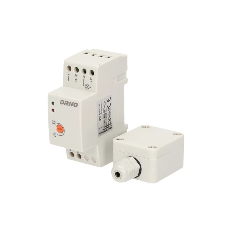ORNO Súmrakový spínač na DIN lištu s externým čidlom bez kábla, 3000W IP20/IP65