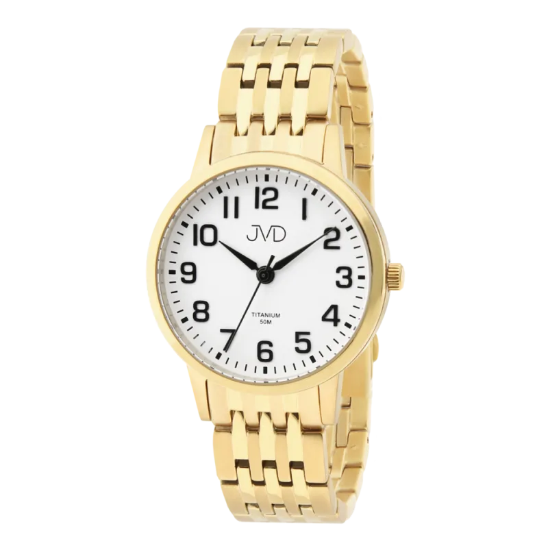 JVD Pánské náramkové zlacené  titanové antialergické hodinky JVD JE5001.3