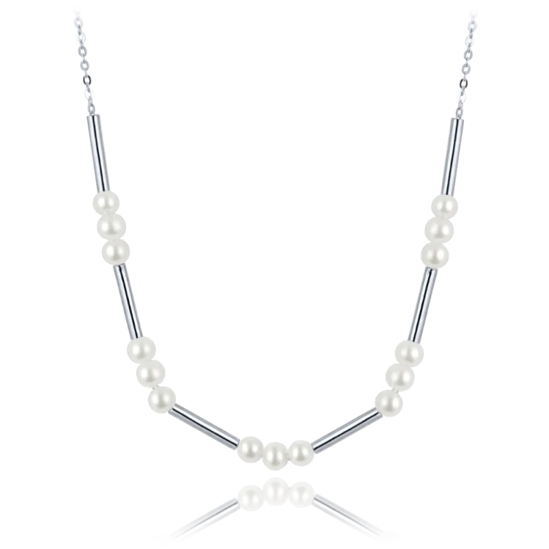 MINET Stříbrný náhrdelník s přírodními perlami JMAS7059SN42