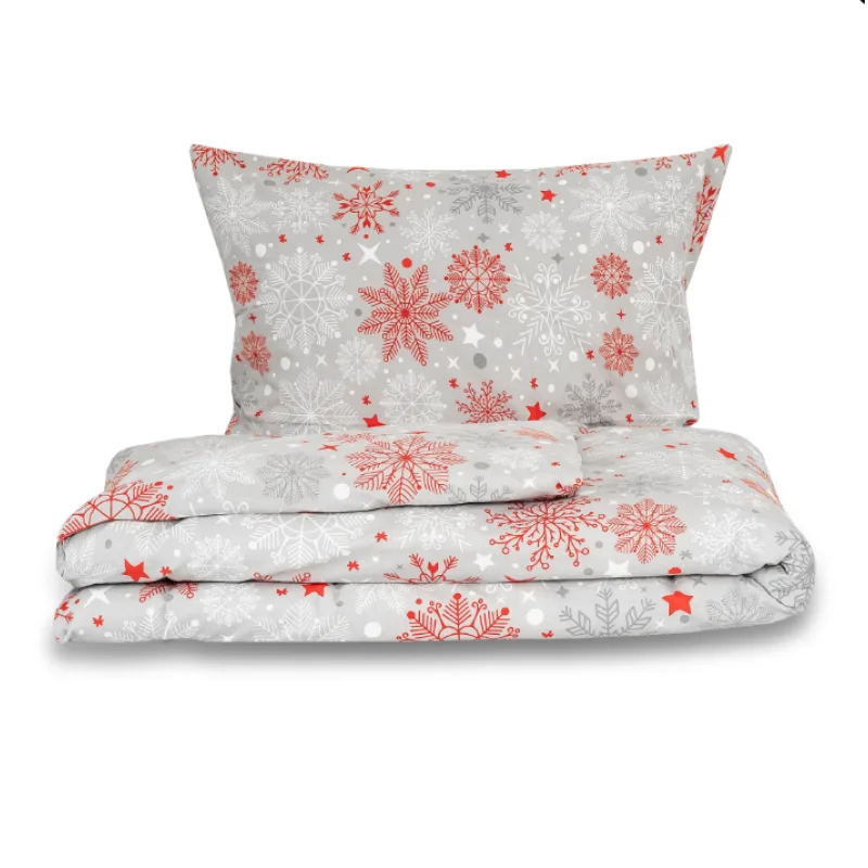 Flanelové obliečky VLOČKY červenosivé 140x200/70x90 cm