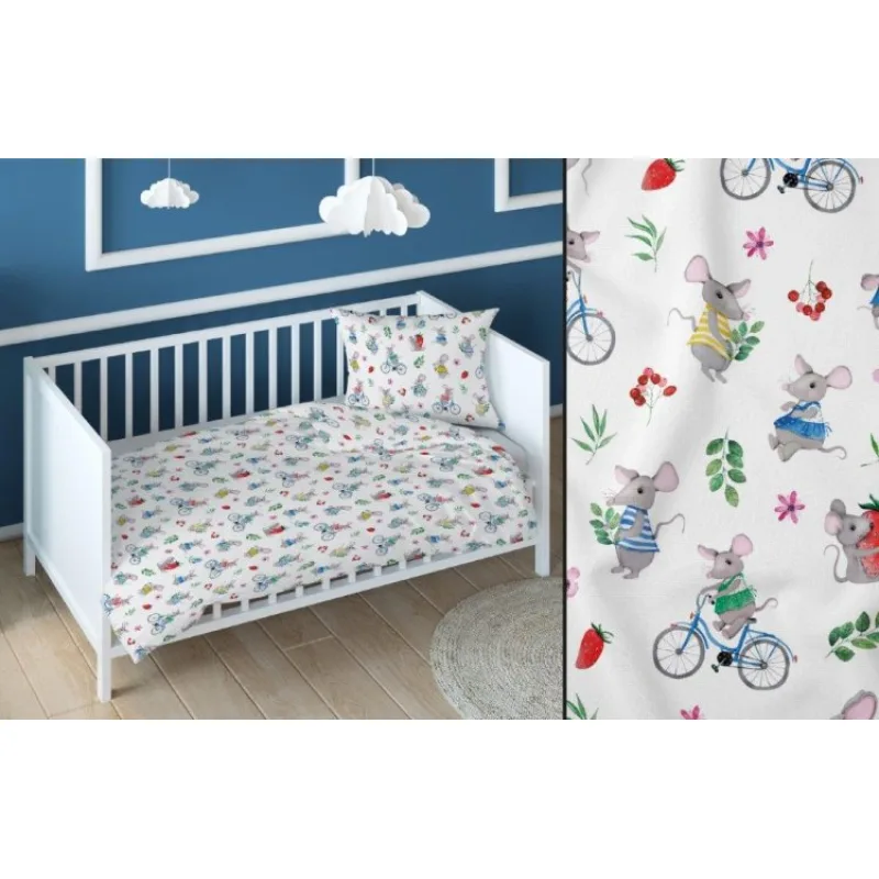 Obliečka do postieľky Myšky na bielom 100x135 / 40x60 cm
