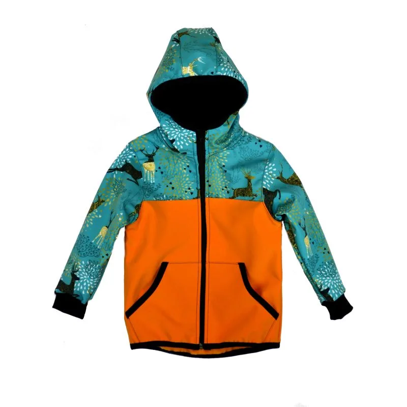 Softshellová bunda medová s jeleňmi, veľ. 140-152