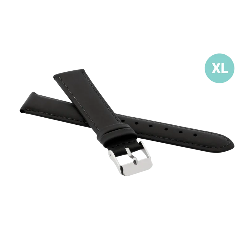 JVD Unisex černý kožený řemínek na hodinky R17401/14XL