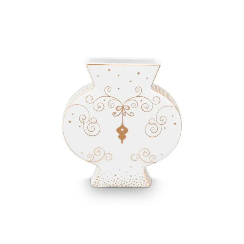 Pip Studio porcelánová váza Royal Winter bílo-zlatá malá