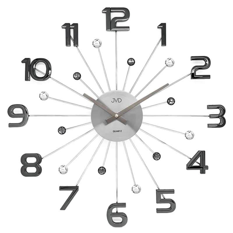JVD Luxusní designové kovové nástěnné antracitové hodiny JVD HT109.3