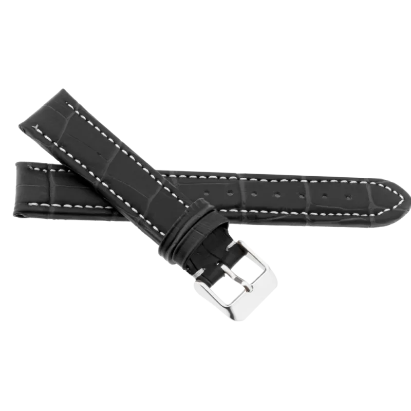 JVD Unisex černý kožený řemínek na hodinky R14501/24