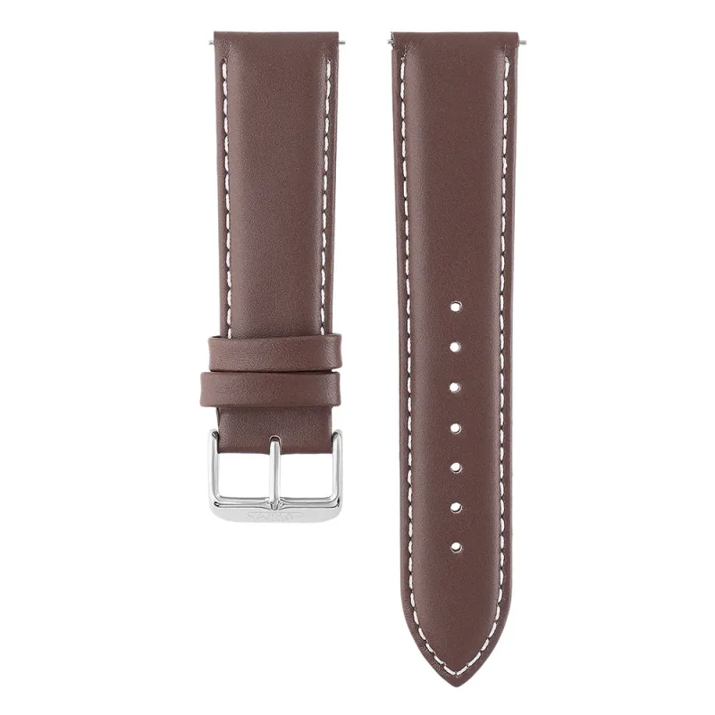 MPM Unisex kožený řemínek na hodinky RB.15891 (22 mm) - tmavě hnědý/bílý RB.15891.2220.5200.L1