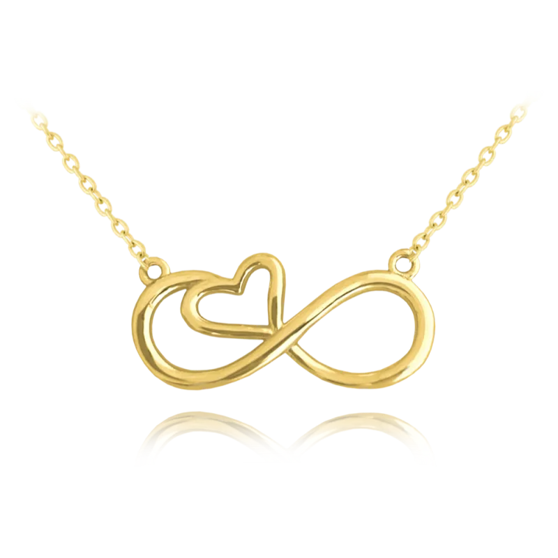 MINET Pozlacený stříbrný náhrdelník FOREVER LOVE JMAN0391GN45