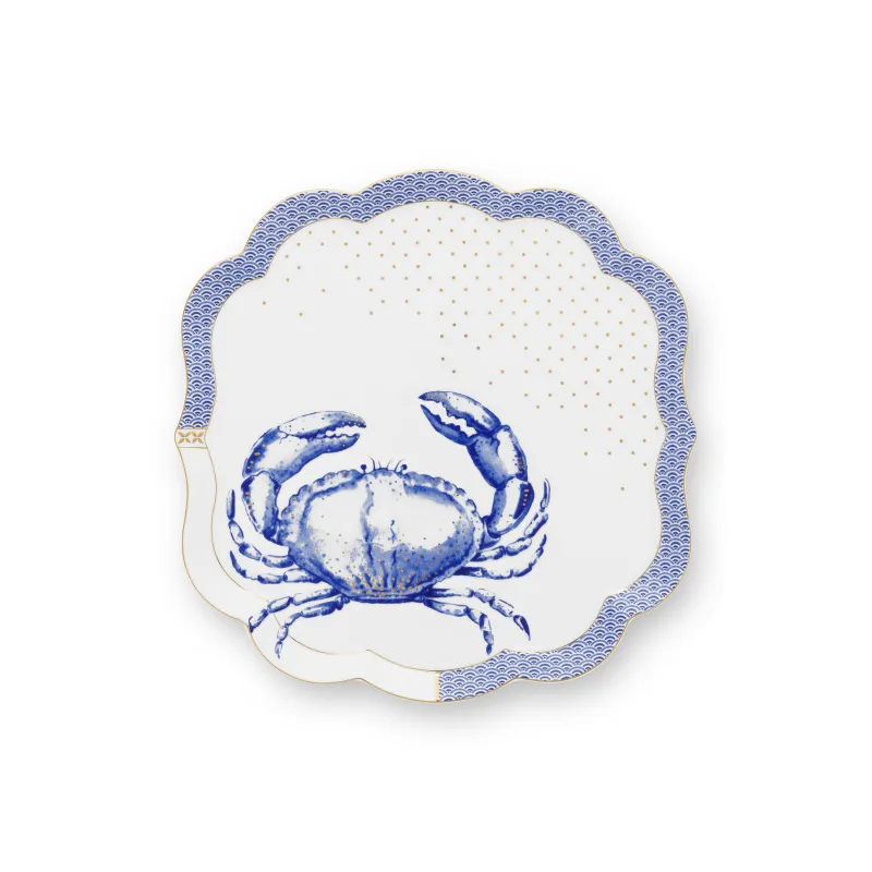 Pip Studio Royal Yerseke oválný tác 24x24cm, bílo-modrý