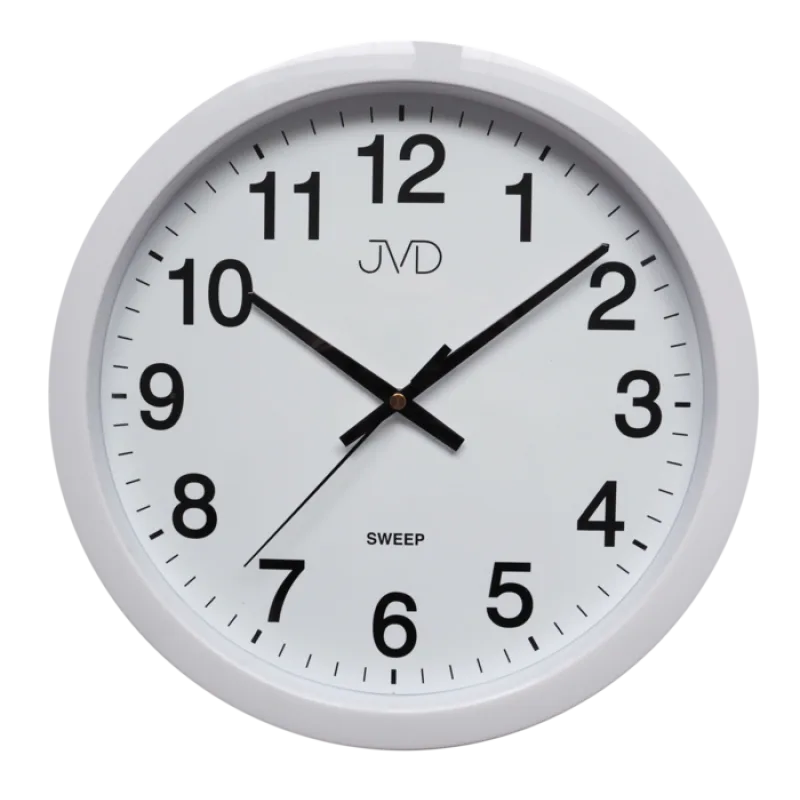 Bílé plastové nástěnné netikající tiché hodiny JVD sweep HP611.1