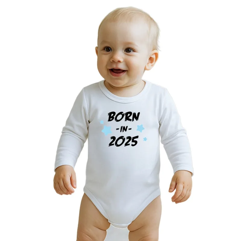Detské body s potlačou New Baby BORN IN 2025 blue