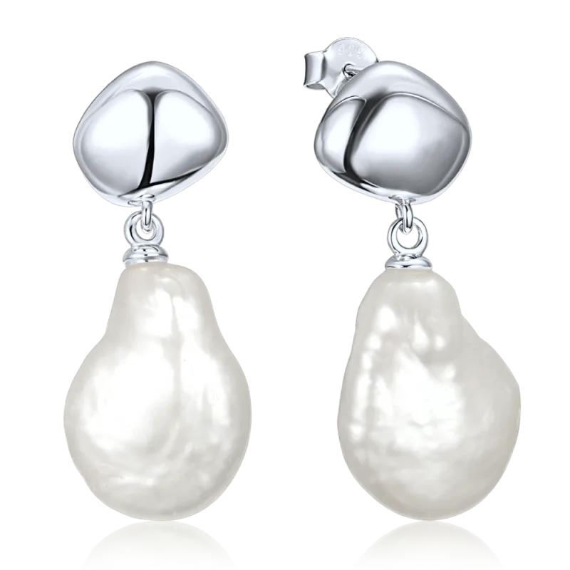 MINET Elegantní stříbrné náušnice s perlou