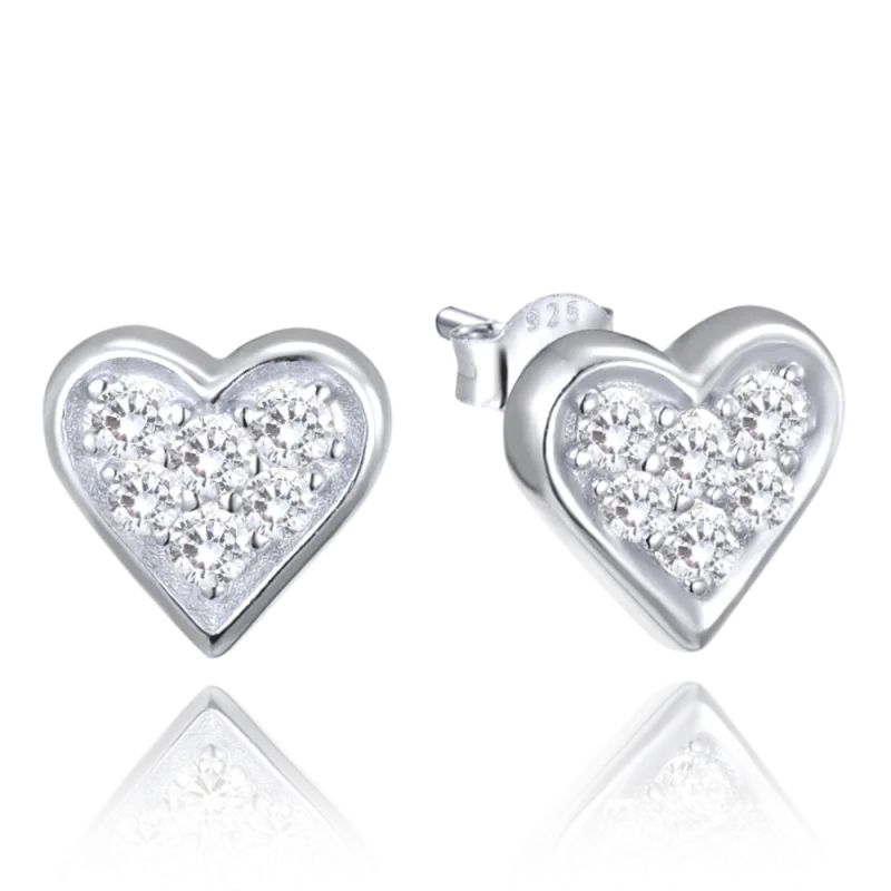 MINET Stříbrné náušnice srdíčka se zirkony