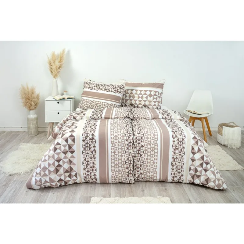 Obliečky 100% Bavlna Črepy hnedé 140x200/70x90 cm