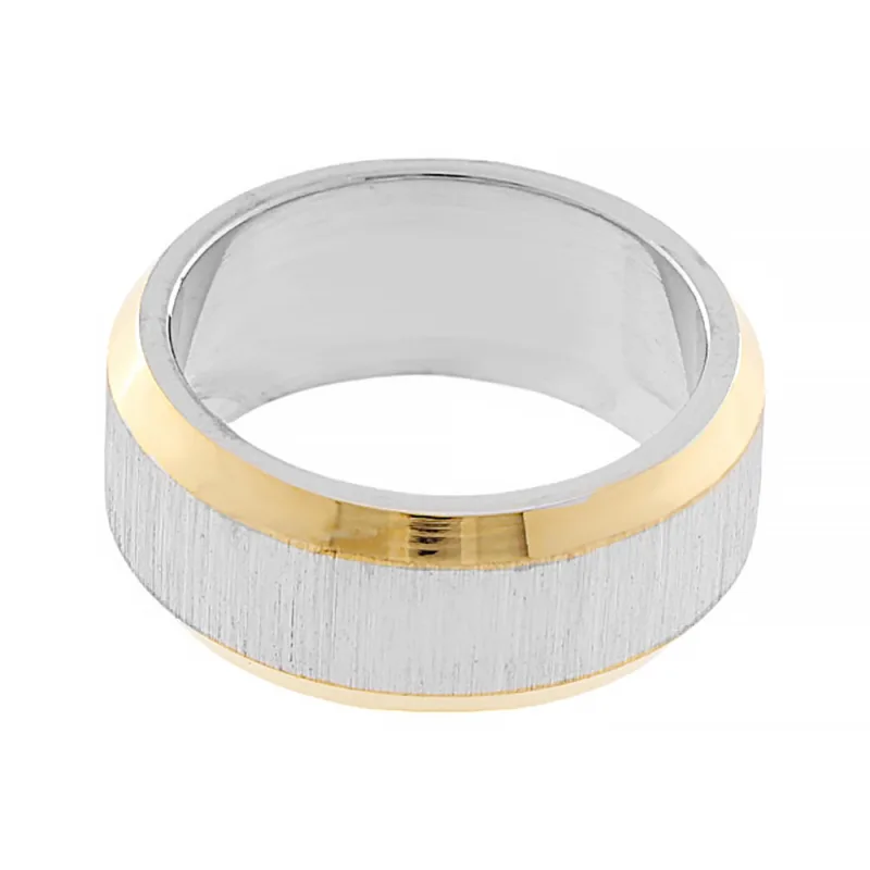 Nerezový snubní prsten 7302 (velikost 62) - stříbrnozlaté barvy