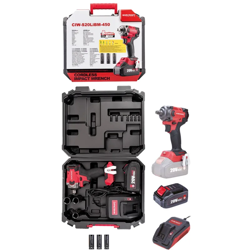 Uťahovák Worcraft CIW-S20LiBM-450 ShareSYS, 20V Li-Ion, rázový, 450Nm, 1/2" square, SET 1x akumulátor 4.0 Ah + rýchlonabíjačka, v kufri