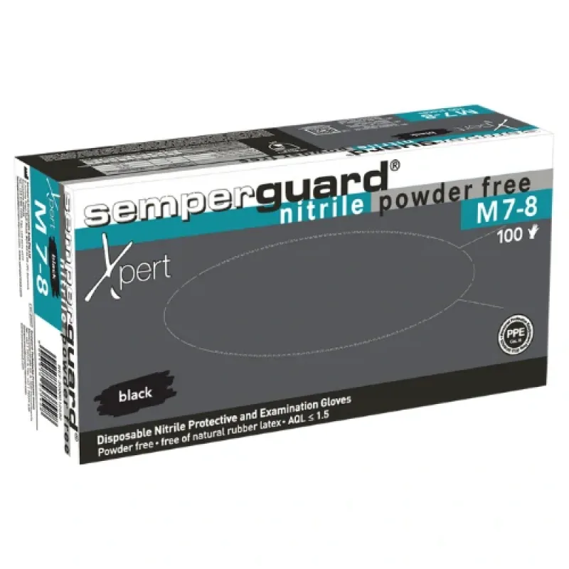 Semper Guard XPERT rukavice bez púdru s podšívkou Black 100 KS