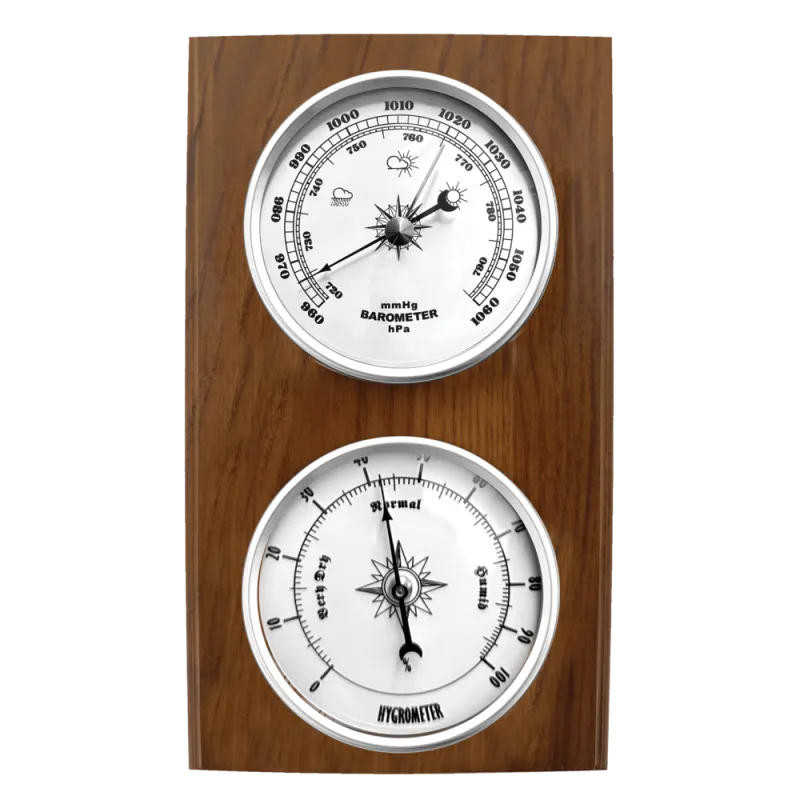 JVD Dřevěný hranatý retro vlhkoměr a barometr JVD BA232/11