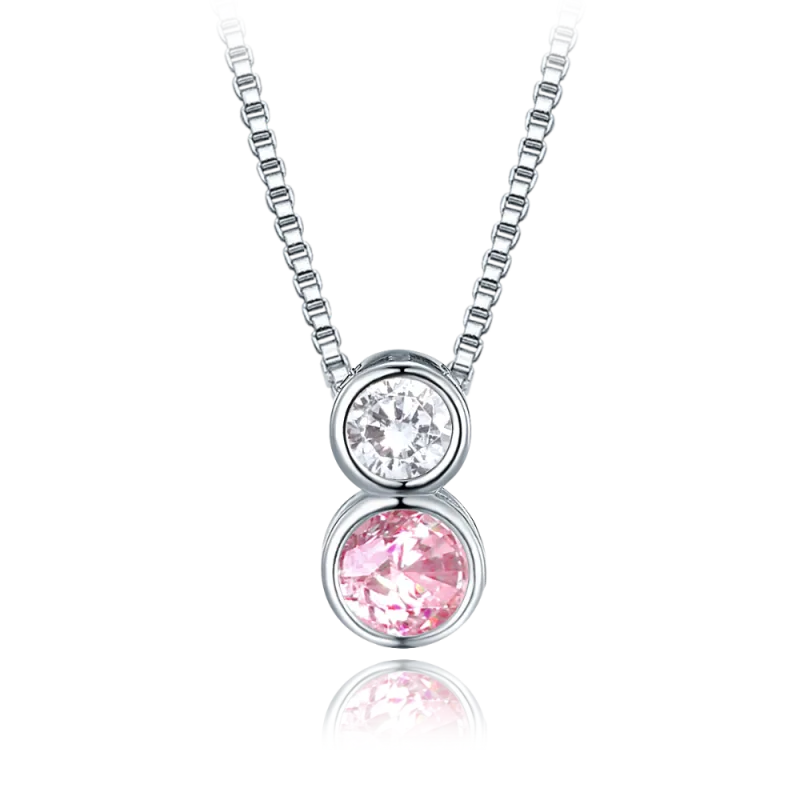 MINET Elegantní stříbrný náhrdelník s bílým a růžovým zirkonem JMAS0256PN45
