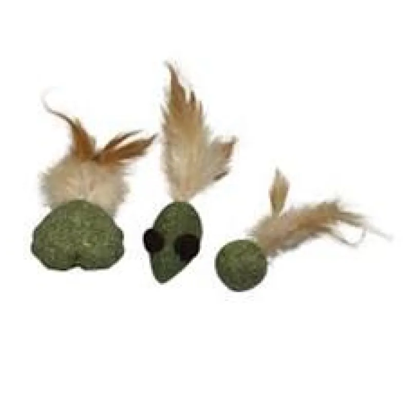 Hračka pro kočky s peřím a catnipem - srdce, myš, koule 1 ks