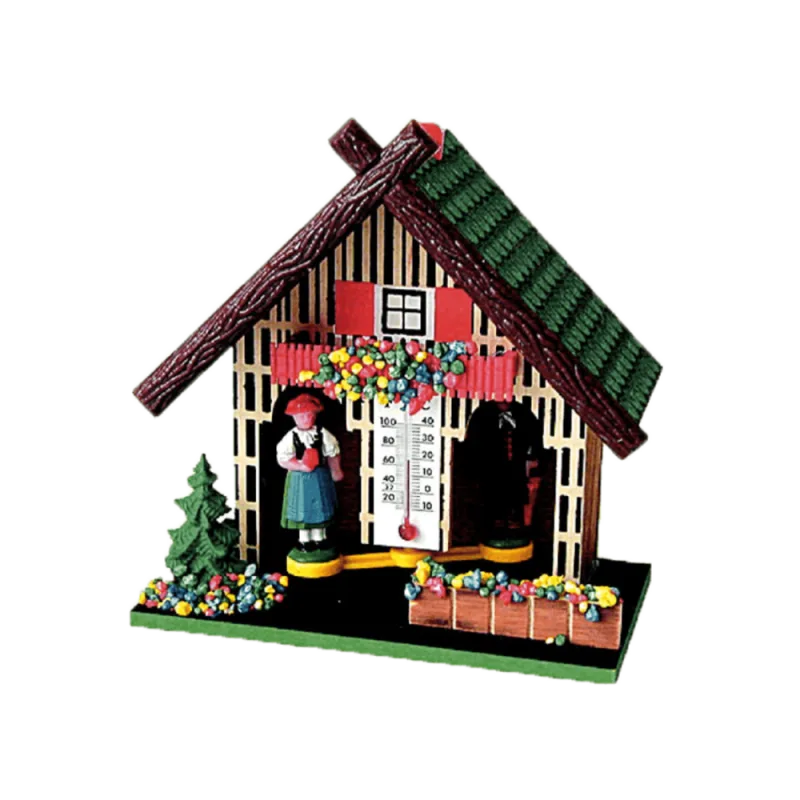 JVD B803 - chaloupky dřevěný barometr ve formě pestrobarevné chaloupky s teploměrem