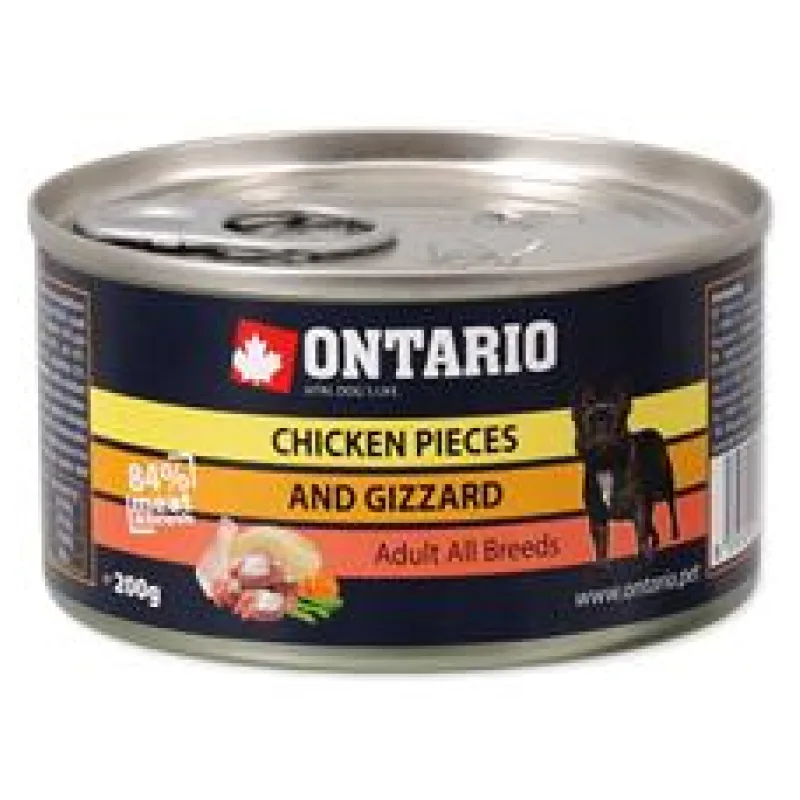 Konzerva ONTARIO Dog Chicken Pieces + Gizzard 6x200g