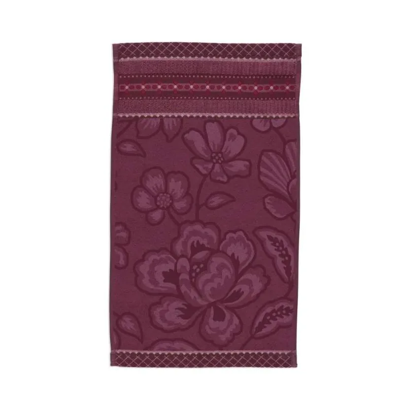 Pip Studio bavlněný froté ručník na ruce Jasmine Jacquard tmavě růžový 30x50 cm