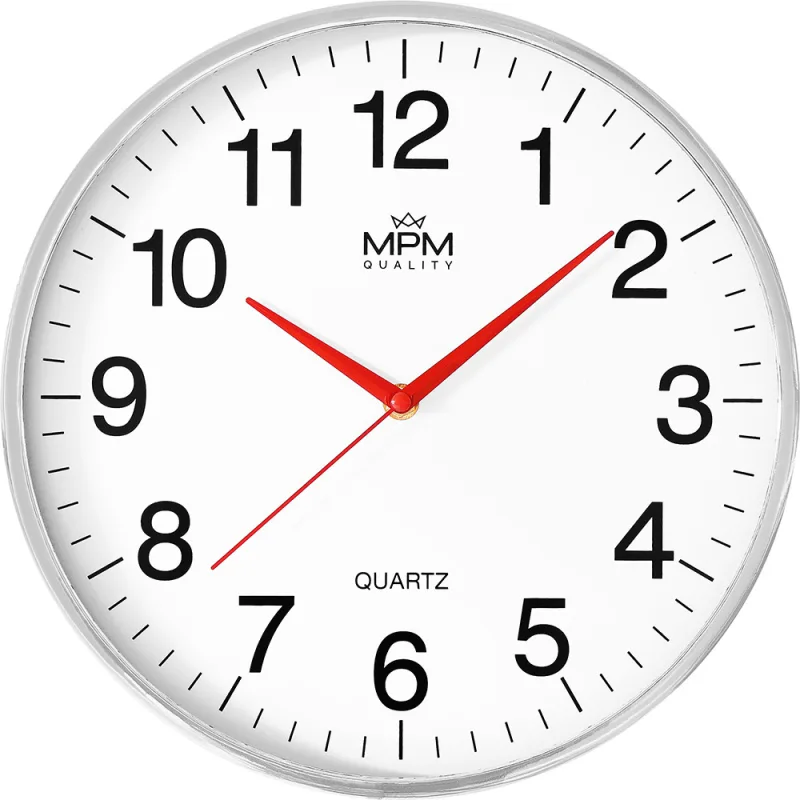 MPM Stylové plastové nástěnné hodiny o průměru 304 mm E01.4464.7000