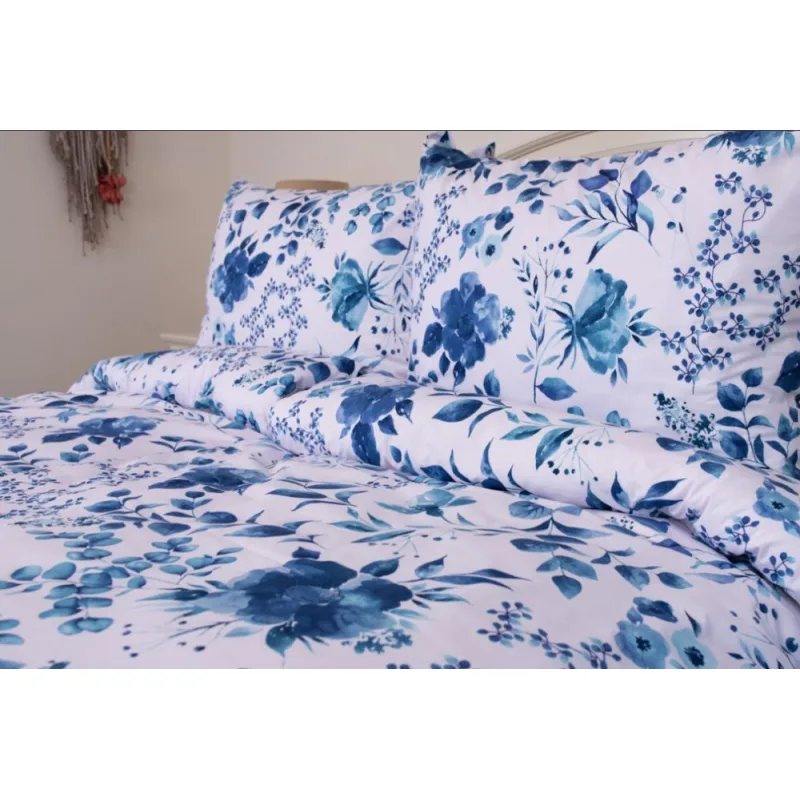 Bavlnené obliečky Modré kvety 2x140x200/2x70x90 cm