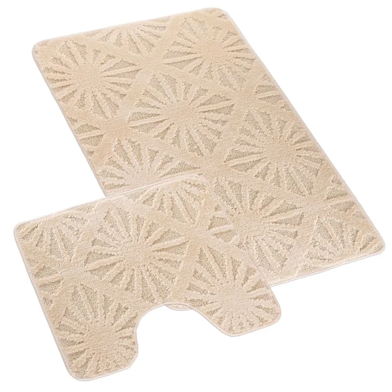 Kúpeľňová a WC predložka lúče smotanové 60x100+60x50cm