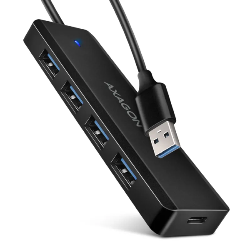 AXAGON HUE-C1A, 4x USB 5Gbps TRAVEL hub, USB-C napájací konektor, …