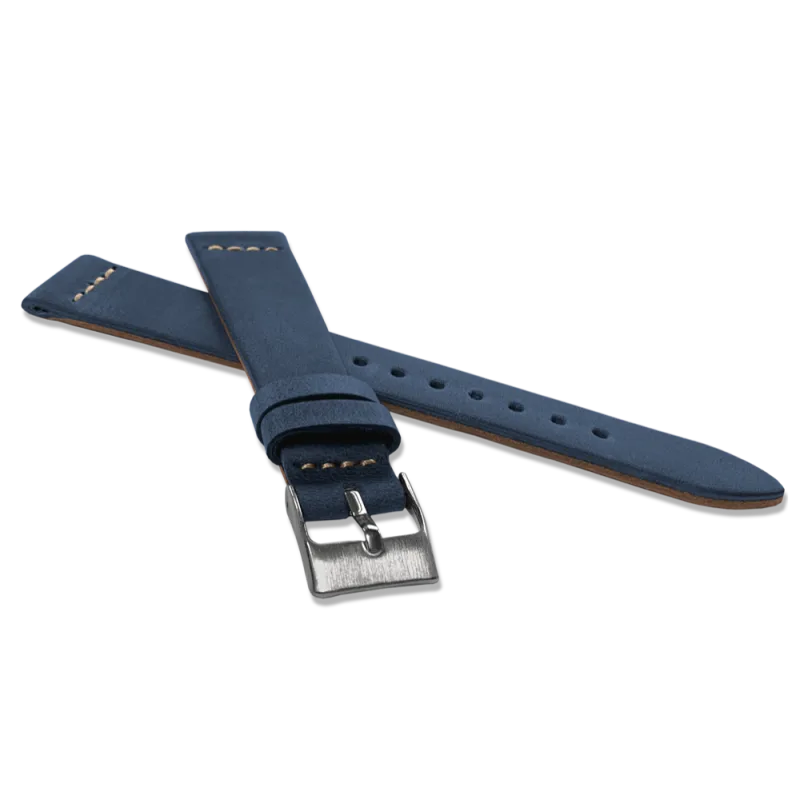 LAVVU Modrý zúžený řemínek RETRO z luxusní kuže Top Grain - 20 LSVUL20