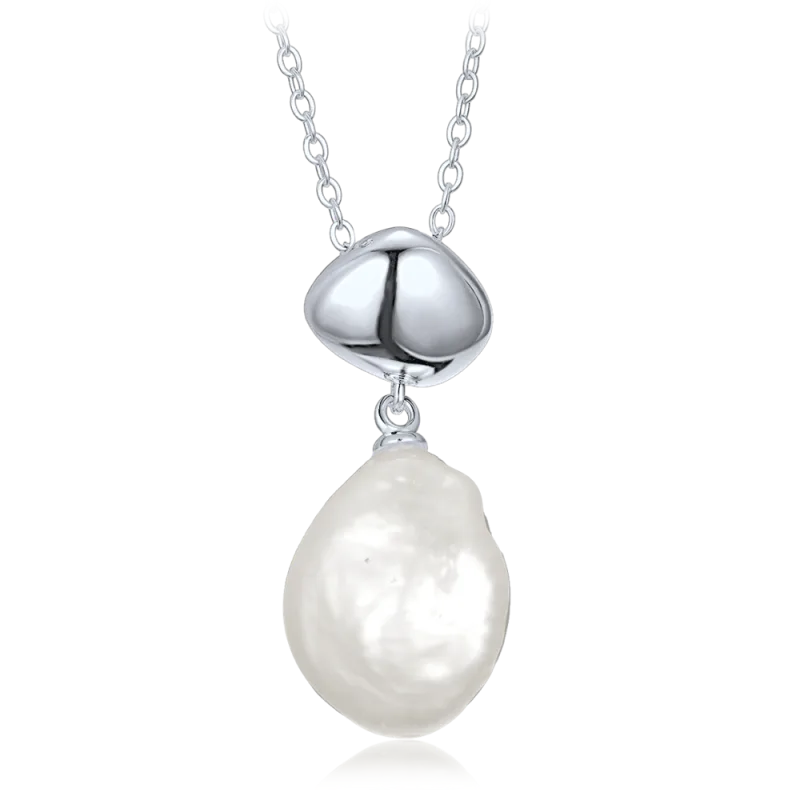 MINET Elegantní stříbrný náhrdelník s perlou