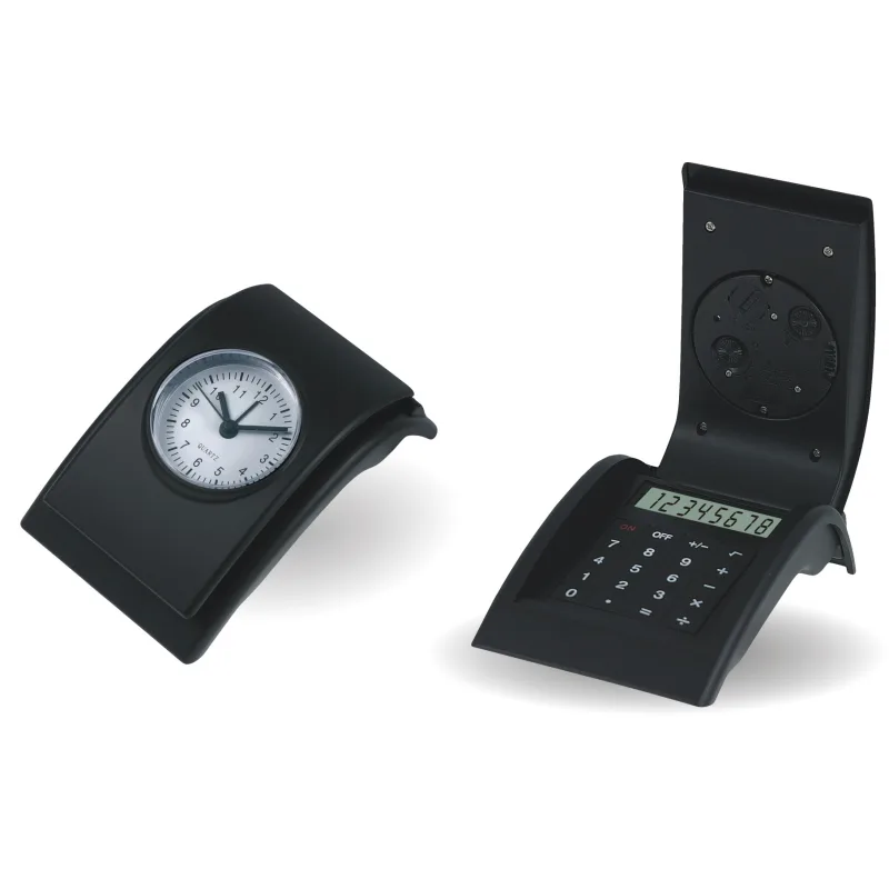 MPM Černý analogový budík MPM C01.2771.70 s kalkulačkou