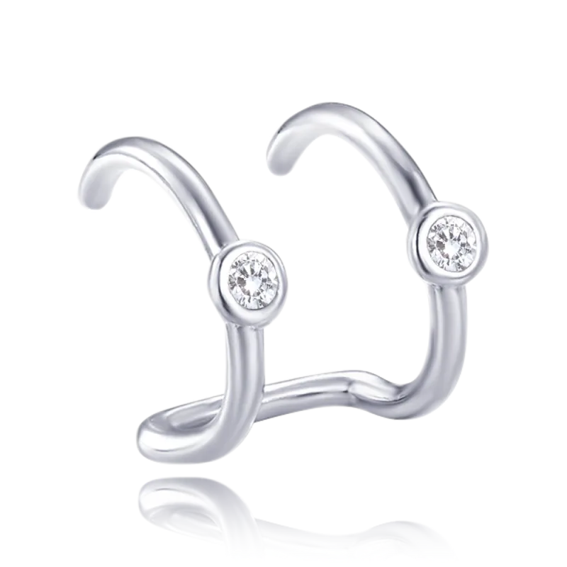 MINET Moderní stříbrná záušnice se zirkony JMAN0600SE00