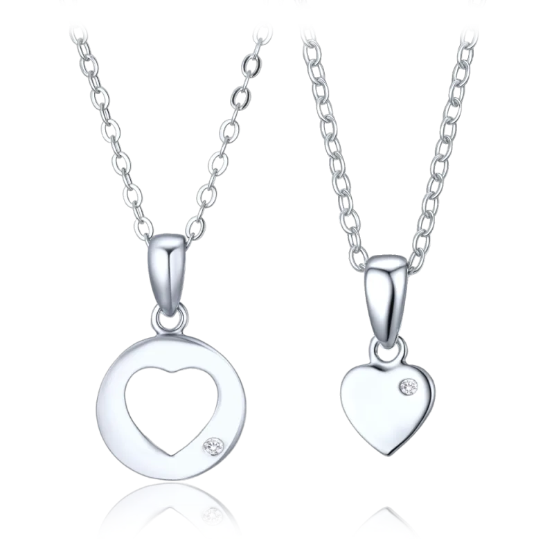MINET Stříbrný set náhrdelníků se srdíčkem - matka a dcera