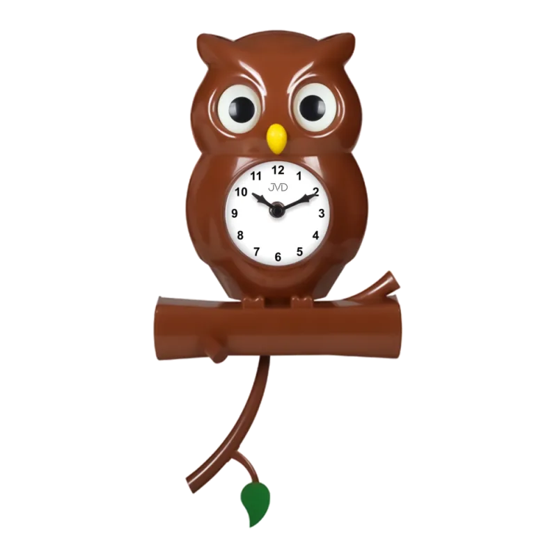 JVD Dětské nástěnné hnědé tiché netikající hodiny s motivem sovy JVD HE21.3