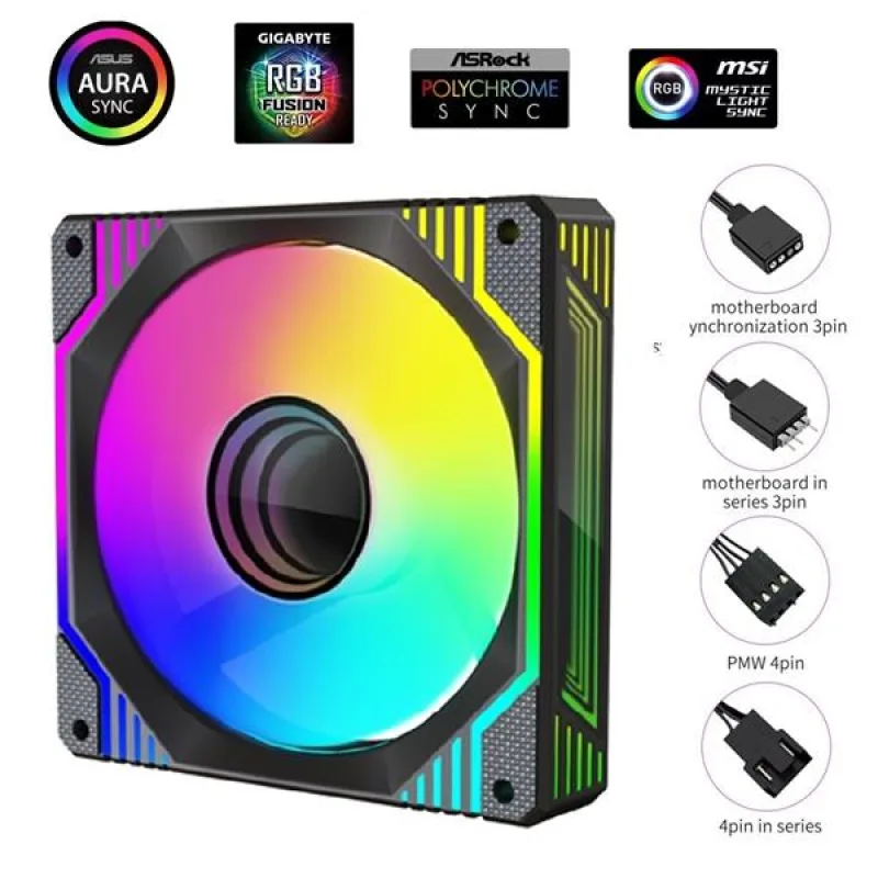 1stCOOL AURA EVO Mirror ARGB PWM ventilátor 12cm čierny F12-AURA-EVO-B1