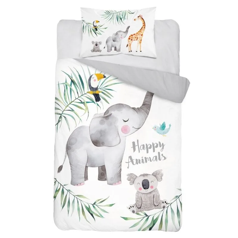 Bambusové obliečky do postieľky Zvieratka sivé 100x135/40x60