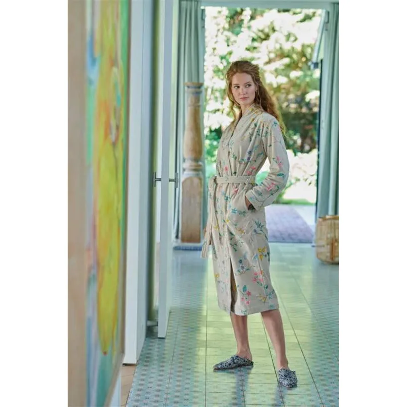 Pip Studio Les Fleurs bavlněný froté župan, khaki