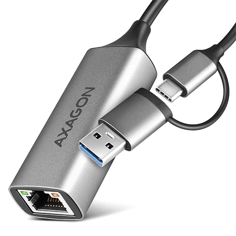 AXAGON ADE-TXCA, USB-C + USB-A 3.2 Gen 1 - Gigabit Ethernet sieťová…