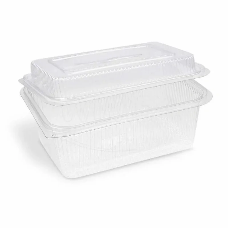 Miska hranatá průhledná s vypouklým víčkem 2000 ml + 450 ml (rPET) [50 ks] (77721)