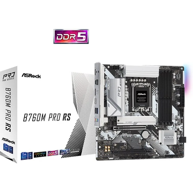 ASRock MB Sc LGA1700 B760M PRO RS, Intel B760, 4xDDR5, 1xDP, 1xHDMI, …