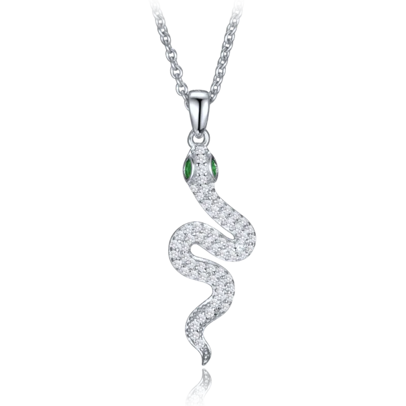 MINET Stříbrný náhrdelník had se zirkony