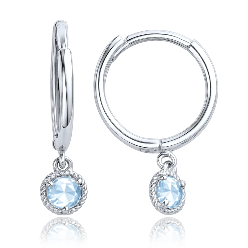 MINET Decentní náušnice z bílého zlata s modrými zirkony Au 585/1000 1,00g JMG0318BSE00