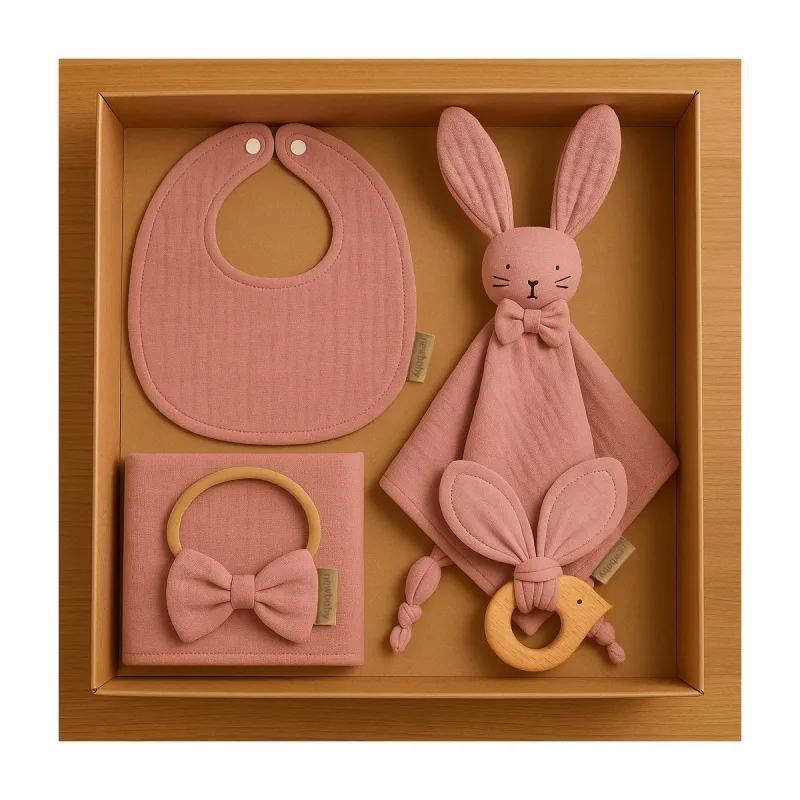 Mušelínová darčeková sada pre deti New Baby ružová