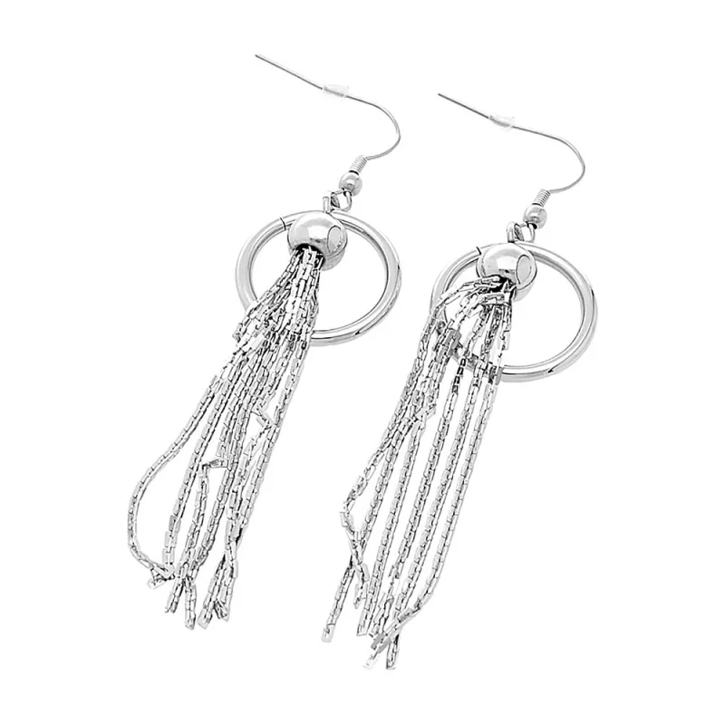 MPM Dámské ocelové visací nerezové náušnice 6033 - stříbrné barvy SER.6033