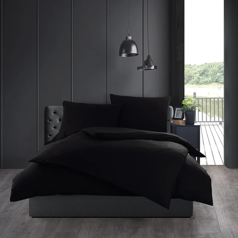 Bavlnené obliečky Color Čierne 140x200/70x90 cm