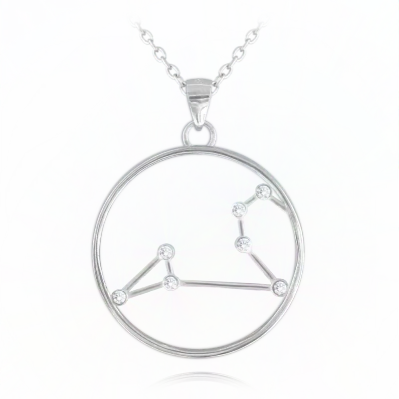 MINET Stříbrný náhrdelník Stars znamení LEV Czech Crystal JMAS9508SN45